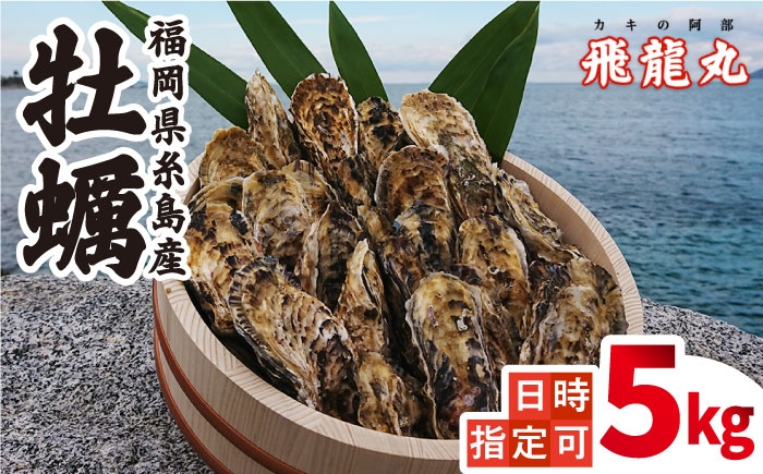 
                  【日時指定可】加熱用 福吉の牡蠣 殻付き 5kg (簡易 ナイフ 付き) 福岡県 糸島産 糸島 / かきの阿部 飛龍丸 [AZB003] 牡蠣 活カキ
                