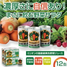 【12缶】ミリオンの国産緑黄色野菜ジュース160g×12缶