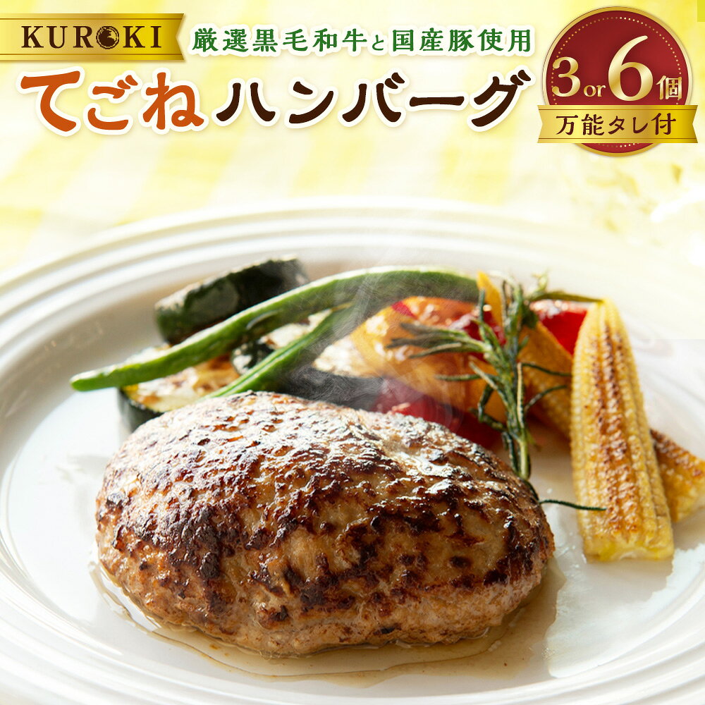 【ふるさと納税】【選べる個数】 クロキのてごねハンバーグ 3個入り／6個入り タレ付き 肉加工品 惣菜 簡単調理 ハンバーグ 合い挽き肉 牛ミンチ 豚ミンチ 国産 みやま市 送料無料 送料無料 B43 A243