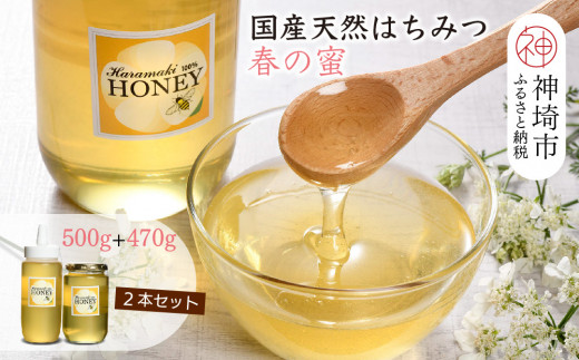 【数量限定】2025年産 国産天然蜂蜜（春の蜜）500g & 470g【合計970g】【蜂蜜 パンケーキ ヨーグルト 甘み フルーティ とろとろ】(H049114)