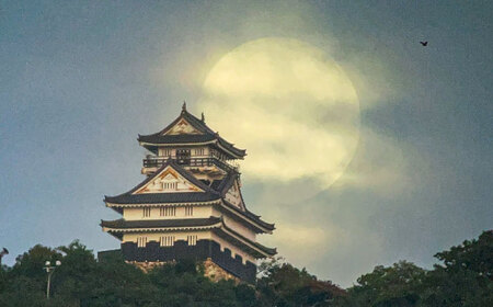 月と岐阜城スマートフォン撮影ツアー フォト ツアー 写真 岐阜市 / オフィスK[ANGW001]