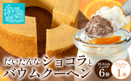 【2026年3月中旬から発送】 だいたんな！恋するショコラ & バウムセット(だいたんなショコラ6個＋≪極≫たんかんバウム）SH-4| たんかん ソース ムース チョコレートムース ショコラ贅沢 スイーツ フルーツ プリン バウムクーヘン バームクーヘン スイーツ ケーキ 焼き菓子 洋菓子 手作り おしゃれ オリジナル ギフトボックス プレゼント 鹿児島県 南大隅町 31℃LINE花子 