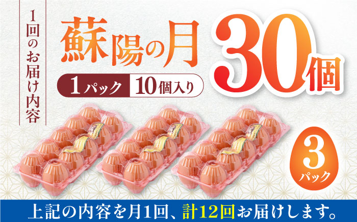 【全12回定期便】熊本県産 蘇陽の月 30個入り ( 10個入り × 3パック ) 山都町 たまご 卵【蘇陽農場】 [YBE020]