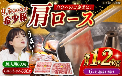 【月1回約1.2kg×6回定期便】大西海SPF豚 肩ロース（焼肉＆しゃぶしゃぶ用）計約7.2kg 長崎県/長崎県農協直販 [42ZZAA066]