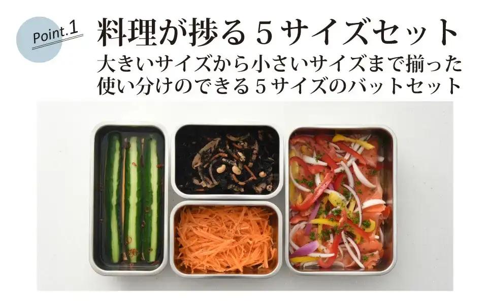 お料理はかどる　蓋付き角バット お得なボリュームセット（角バット全サイズ各2個セット、ステンレスバット）  （1/1、1/2、1/3、1/4、1/2スリム　各2個入れ　計10点セット）【037S003