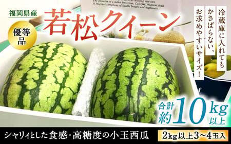 福岡県北九州市若松産【優等品】若松クイーン スイカ 10kg以上(2kg以上3玉入り～4玉入り)【2025年7月下旬～8月上旬発送予定】