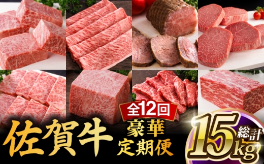 【全12回】 A4 A5ランク 佐賀牛 最上級 プレミアム 定期便 約4-6人前 総計15.4kg 100万 /焼肉どすこい [UCC003] 最高級 牛肉 肉 ステーキ スライス ローストビーフ ヒレ