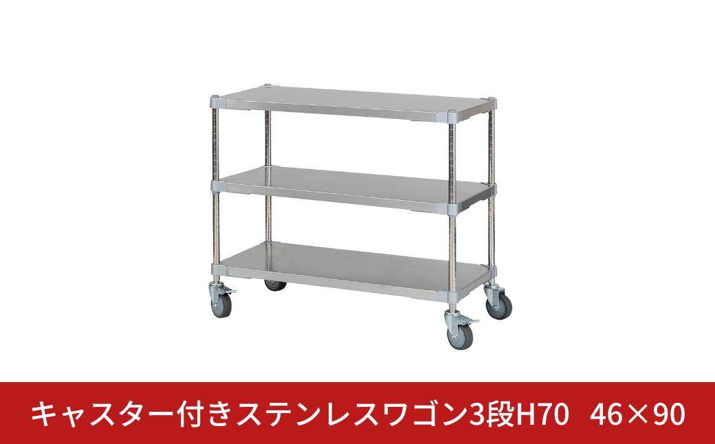 
            キャスター付きステンレスワゴン3段H70 46×90 PROFACE プロフェイス 冷蔵 冷凍 クリーン 組立式 燕三条製 【356S001】
          