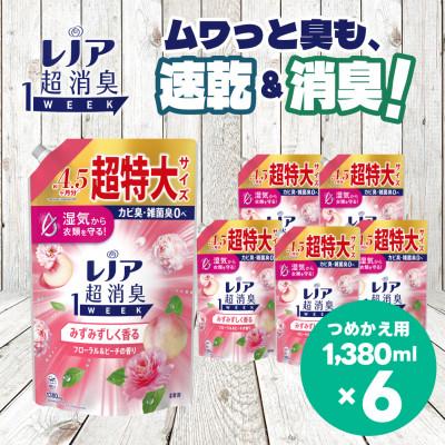 ふるさと納税 高崎市 レノア 超消臭 柔軟剤 みずみずしく香るフローラル&amp;ピーチの香り 詰め替え 超特大1380mL×6個