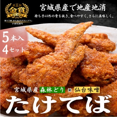 
            特製手羽先唐揚げ＜たけてば＞瞬間急速冷凍仕上げ　5本入り×4セット【1400023】
          