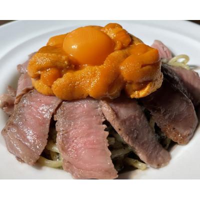ふるさと納税 日進市 【SNS総フォロワー60万人】うに牛の和風スパゲッティー(お取り寄せ【再現パスタ】)