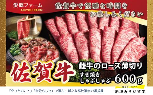 
            【愛郷ファーム】佐賀牛 雌牛のロース薄切り600g すき焼き しゃぶしゃぶ
          