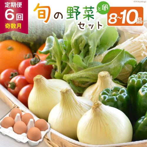 【6回奇数月コース】雲仙のめぐみ 旬の野菜セット (S)【卵6個付き】8～10品目セット [長崎県農産品流通 長崎県 雲仙市 item1574] 野菜 定期 野菜セット フルーツ 果物 くだもの 卵 たまご