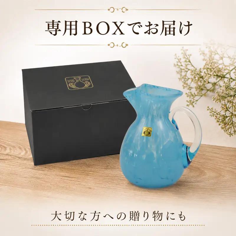 手造り 吹きガラス 水差し 青 フラワーベース biidoro007_2