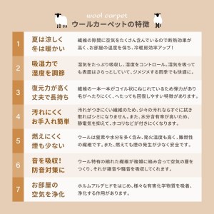 天然ウール100%の 防炎 カーペット 1枚 8帖 ダークブラウン 約352×352cm 600023780 [3529]