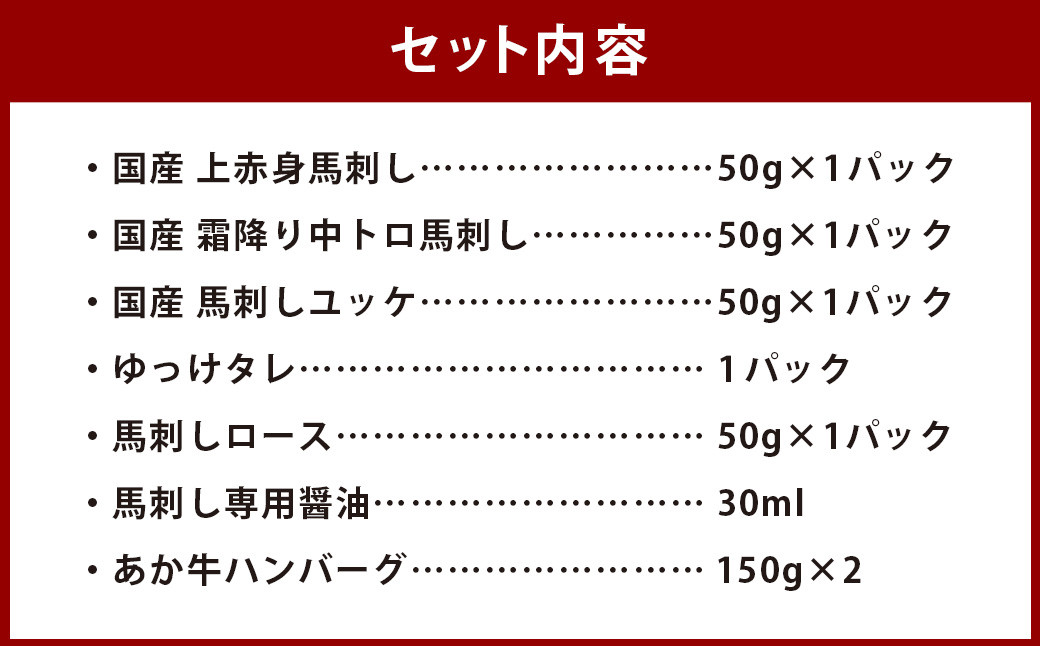 【ケロロ軍曹オリジナル化粧箱付き】 熊本馬刺しとあか牛ハンバーグを楽しむセット