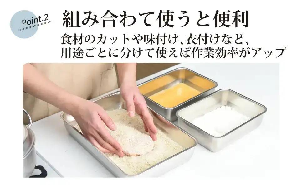 お料理はかどる　蓋付き角バット お得なボリュームセット（角バット全サイズ各2個セット、ステンレスバット）  （1/1、1/2、1/3、1/4、1/2スリム　各2個入れ　計10点セット）【037S003