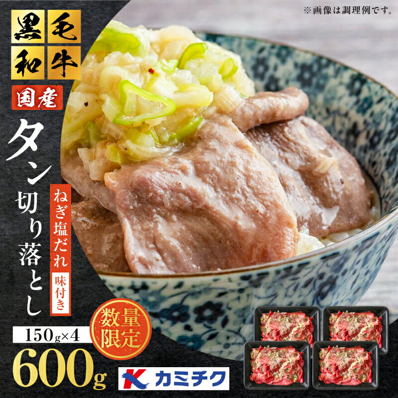 【ふるさと納税】【数量限定】国産 黒毛和牛 タン 切り落とし ねぎ塩 600g 肉 牛 牛肉 和牛 牛タン タン塩 ネギ塩 切落し スライス 味付き おつまみ おかず ご飯のお供 焼肉 冷凍 数量限定 限定 カミチク 鹿児島 鹿児島市 おすすめ ランキング プレゼント ギフト