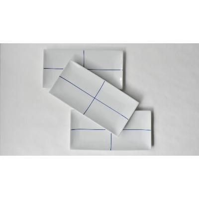 ふるさと納税 長崎県 【波佐見焼】check plate 長角 青 【西海陶器】3 40466