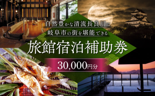 岐阜 長良川温泉宿泊クーポン券（30,000円分） 岐阜 宿泊券 補助券 観光 トラベル 長良川 長良川温泉 岐阜市/岐阜長良川温泉旅館協同組合 [ANAF003]