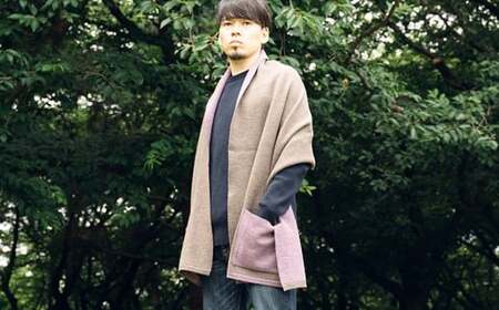 接結カラフルストール CLEMATIS 折り返しポケット パープル