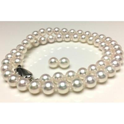 ふるさと納税 志摩市 老舗の真珠専門店・高品質 アコヤ真珠 ネックレスセット 6.5〜7.0ミリ イヤリング