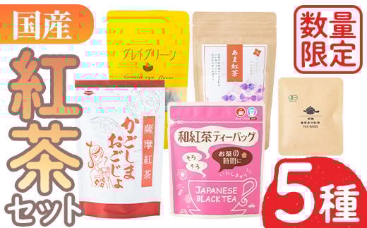 
            No.1080 ＜数量限定＞ふるさと紅茶セット！薩摩紅茶・有機紅茶など5種飲み比べ！ 飲料 お茶 茶 ティー ティーパック 詰合せ 飲み比べ 【日置市観光協会】
          