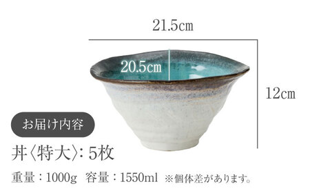 【美濃焼】KANADE 丼 特大 ブルー 5枚セット【丸利玉樹利喜蔵商店】[MCC084]
