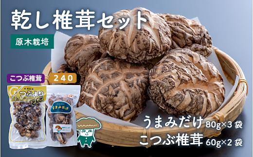 
乾し椎茸セット360g【大分県新ブランドうまみだけ240、こつぶ椎茸】
