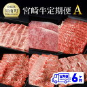 【ふるさと納税】※レビューキャンペーン※【定期便】宮崎牛 6ヶ月定期便A - 肉 牛肉 国産 宮崎県産 黒毛和牛 和牛 肩ローススライス、ロースステーキ、ウデスライス、モモ焼肉、肩ロース焼肉、バラ焼肉 カルビ 送料無料 D0676t6