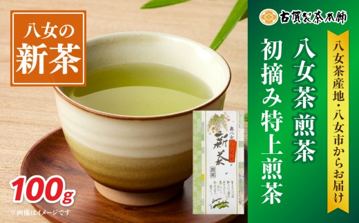古賀製茶本舗 奥八女初摘み新茶 特上煎茶100g【2026年5月以降発送】 【メール便】 お茶 緑茶 新茶 高級 八女茶 ポスト投函 簡易包装 訳あり 福岡県 八女市