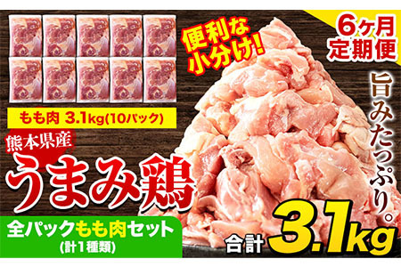 【6ヶ月定期便】うまみ鶏 全パックもも肉セット 1回のお届け 合計3.1kg 合計 約18.6kgお届け 《お申込み月の翌月より出荷開始》 肉 小分け 筋トレ ヘルシー ダイエット タンパク質 たっぷり大満足！