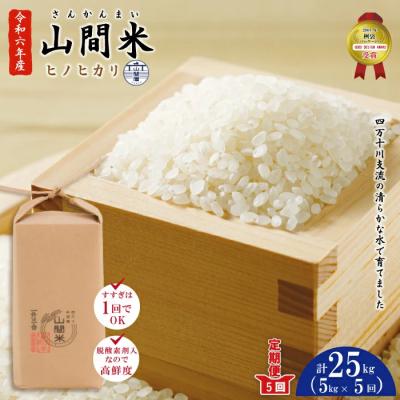 ふるさと納税 四万十市 【令和7年産・5回定期便】四万十川の支流で育った山間米5kg×5回(計25kg)ヒノヒカリ
