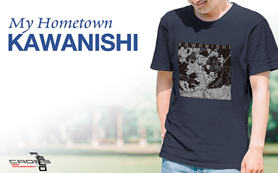 No.334-05 【川西】地図柄ヘビーウェイトTシャツ（ネイビー）2XLサイズ KWNN068