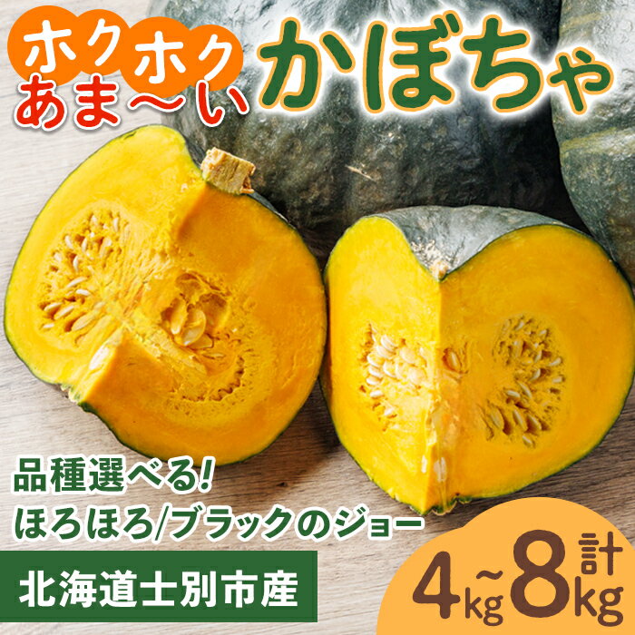 【ふるさと納税】＜品種と容量が選べる＞北海道士別産 かぼちゃ ブラックのジョー/ほろほろ (4kg～8kg)【9月下旬以降準備ができ次第発送】北海道産 国産 カボチャ 南瓜 野菜 煮物 サラダ 天ぷら 甘い 味覚の秋 【吉方農園】