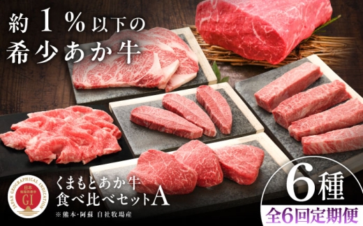 【全6回定期便】【GI認証】くまもとあか牛 食べ比べ A / 菊陽町 あかうし 牛肉  食べ比べ 熊本県 肉 にく ブランド 旨み リブロース スライス しゃぶしゃぶ すき焼き 焼きしゃぶ ステーキ バーベキュー 定期便 くまもとあか牛 和牛 阿蘇 自然 自社牧場 直接 最高 上質 牛 牛肉 ぎゅうにく ぎゅう肉 冷凍 贅沢 ご褒美 九州 国産 GI 【有限会社 三協畜産】[BHAS025]