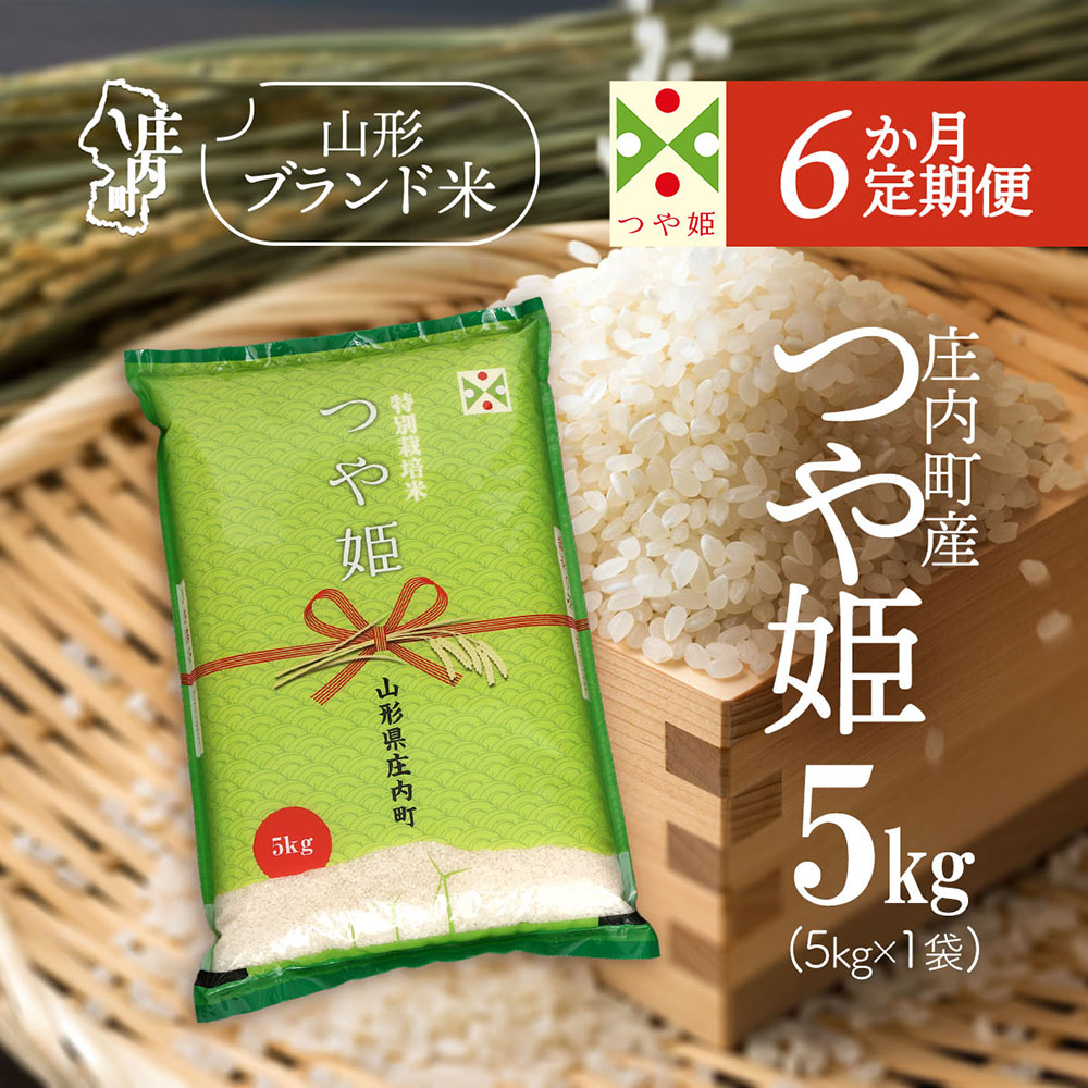 ＜5月下旬発送＞庄内米6か月定期便！つや姫 5kg【入金期限：2026.4.25】ブランド米 米 国産 単一原料米 山形 庄内平野 コシヒカリの原点、亀の尾発祥の地 庄内 定期