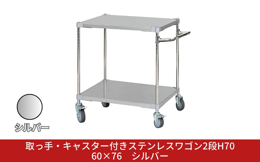 
            取っ手・キャスター付きステンレスワゴン2段H70 60×76 シルバー PROFACE プロフェイス 冷蔵 冷凍 クリーン 組立式 燕三条製 【284S003】
          