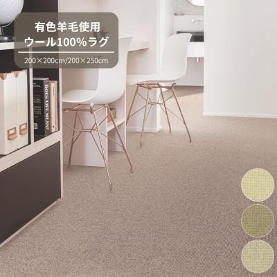 ふるさと納税 八尾市 (アイボリー・200×200cm) ウール100%ラグ 有色羊毛使用(T112)