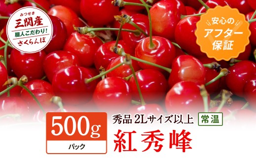 令和9年産 先行予約 数量限定！「常温」紅秀峰 500g 秀2Lサイズ以上 さくらんぼ 果物 フルーツ 秋田県  湯沢市 三関【田村果樹園】[H10803]
