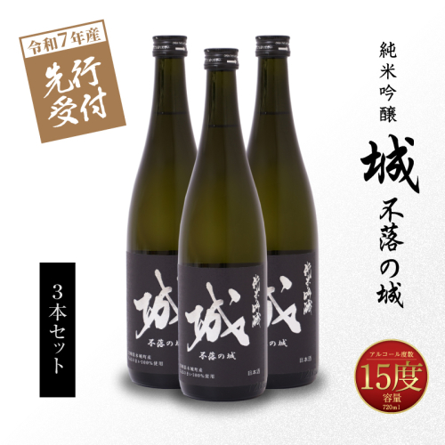 ＜【先行予約】令和7年産 木城町・毛呂山町 新しき村友情都市コラボ 日本酒 純米吟醸「城 ～不落の城」3本＞ K21_0040