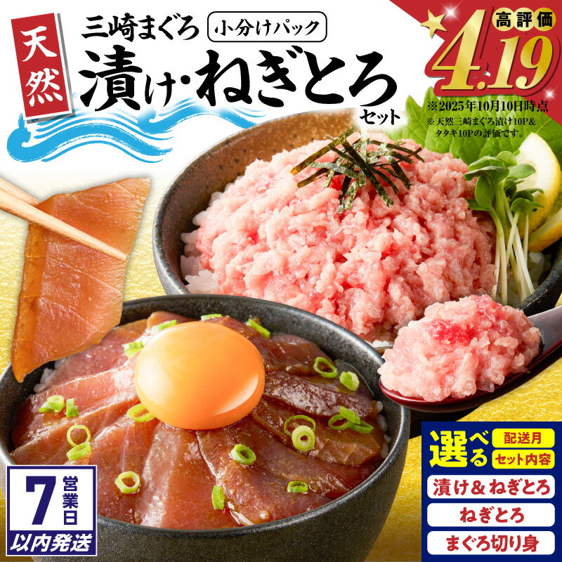 【ふるさと納税】【7営業日以内に発送】＜選べる配送時期・種類・容量＞ 天然 三崎まぐろ 漬け ねぎとろ 切り身 セット 計400g ～ 1.3kg マグロ 鮪 刺身 たたき 大容量 魚 神奈川県漁連 神奈川県漁業協同組合連合会 神奈川 三浦市 おすすめ ランキング プレゼント ギフト
