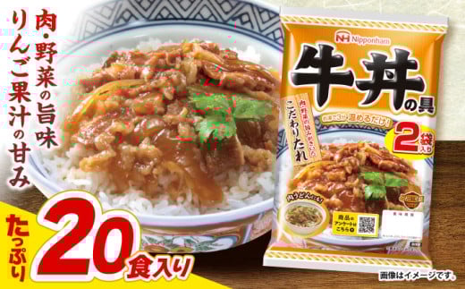 【小分け】日本ハム 牛丼の具10パックセット(1パック2袋入)計20食分/ 牛肉 牛丼 牛どん レトルト レトルト牛丼 小分け  1万5千円　オンライン ワンストップ 常温 長期保存 / 諫早市 / 日本ハムマーケティング株式会社 [AHAL010]