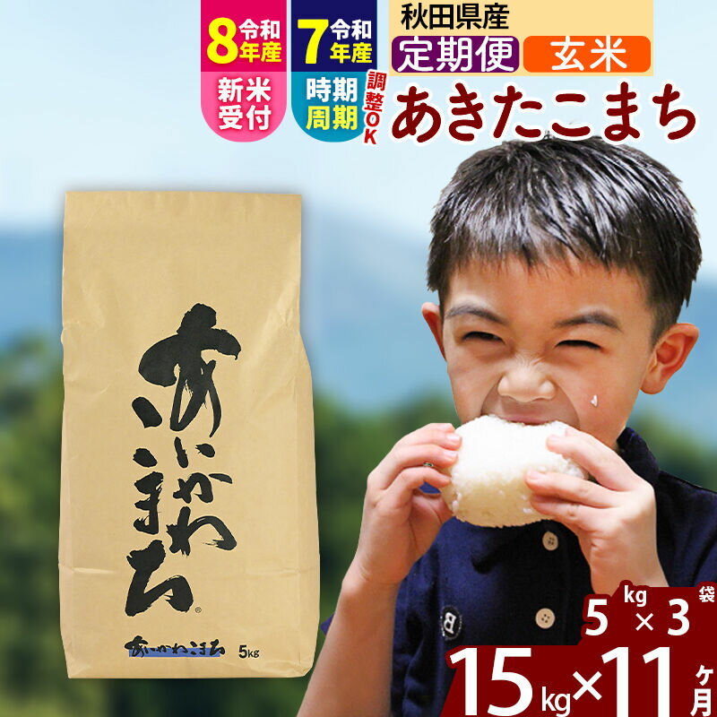 【ふるさと納税】※令和7年産／R8産新米予約※ 《定期便11ヶ月》秋田県産 あきたこまち 15kg【玄米】(5kg小分け袋) 2025年産 2026年産 令和8年産 お届け時期選べる お届け周期調整可能 隔月に調整OK お米 藤岡農産 [藤岡農産 秋田]