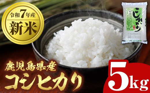 A95001 令和7年産 新米 鹿児島県産 コシヒカリ  5kg 国産 自家精米 精米 白米 こしひかり 単一米 ごはん ご飯 お米 コメ こめ【山下商店】
