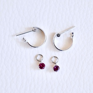 Pt900 プラチナ 2WAY ピアス 地金 ロードライトガーネット フープピアス(直径10mm) 保証書付 SMK-5249 SWAD098-rgnt