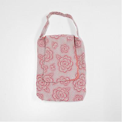 ふるさと納税 与謝野町 一色ちりめん　結びバッグ(角)椿(ピンク) |  | 01