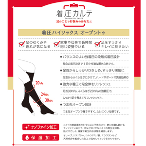 【メディックピエドシリーズ】着圧ハイソックス オープントゥ Mサイズ ブラック ソックス くつした 靴下 日用品 美容 着圧ソックス 生活用品 健康用品 健康グッズ スポーツ 旅行 トラベル