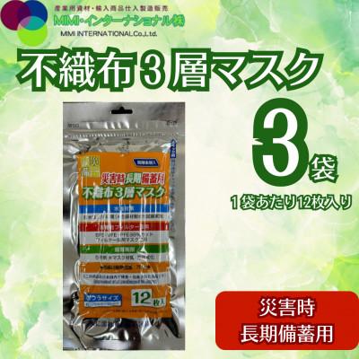 ふるさと納税 越谷市 災害時長期備蓄用　不織布3層マスク 12枚入　3袋