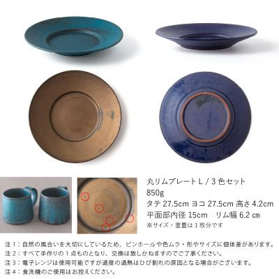 ふるさと納税 瑞浪市 【3色SET】 恩田陽子 リムプレート 皿 L 27.5cm 美濃焼 |  | 01